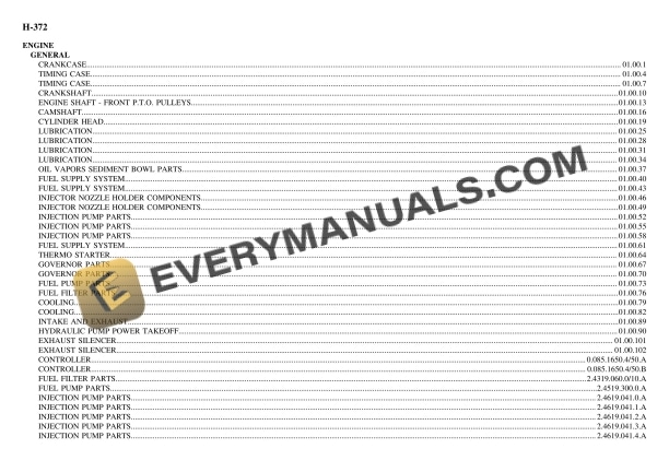Hurlimann H-372 Tractor Parts Catalog PDF