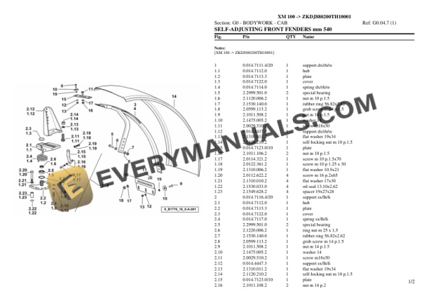 Hurlimann XM 100 (ZKDJ880200TH10001) Tractor Parts Catalog PDF 6 Hurlimann XM 100 (ZKDJ880200TH10001) Tractor Parts Catalog PDF - Image 4