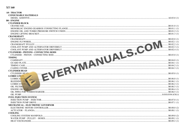 Hurlimann XT 160 Tractor Parts Catalog PDF