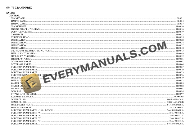 Lamborghini 674-70 GRAND PRIX Tractor Parts Catalog PDF