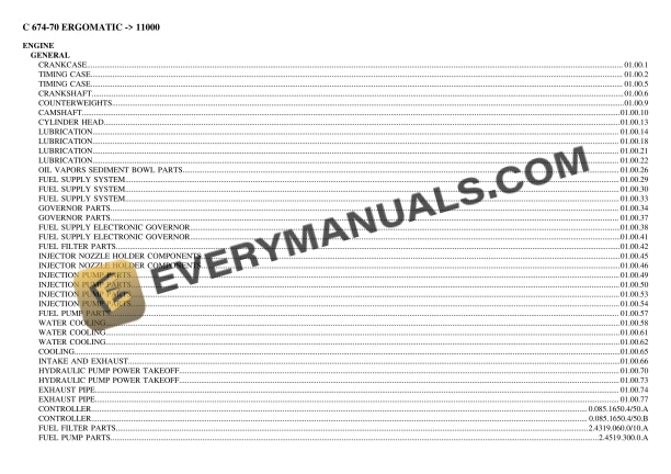 Lamborghini C 674-70 ERGOMATIC (11000) Tractor Parts Catalog PDF