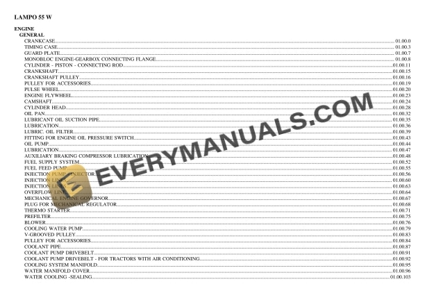 Lamborghini LAMPO 55 W Tractor Parts Catalog PDF