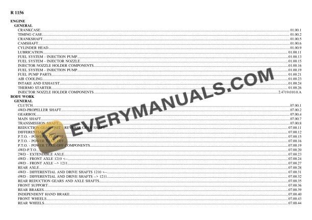 Lamborghini R 1156 Tractor Parts Catalog PDF