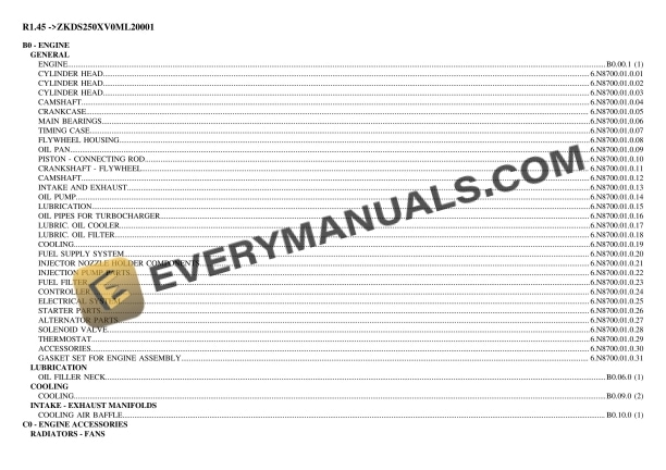Lamborghini R1.45 (ZKDS250XV0ML20001) Tractor Parts Catalog PDF