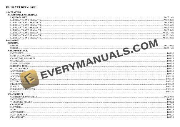 lamborghini r6 190 vrt dcr 10001 tractor parts catalog pdf 1