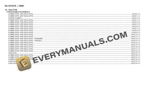 Lamborghini R6.130 DCR (20001) Tractor Parts Catalog PDF