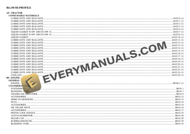 Lamborghini R6.150 HI-PROFILE Tractor Parts Catalog PDF