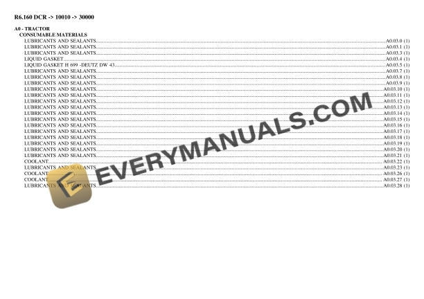 Lamborghini R6.160 DCR (10010 (30000) Tractor Parts Catalog PDF