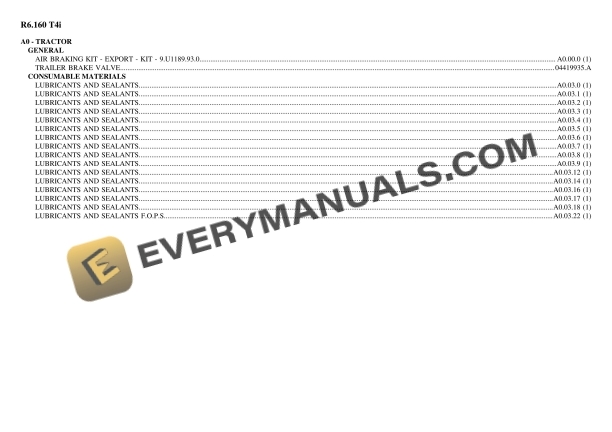 Lamborghini R6.160 T4i Tractor Parts Catalog PDF