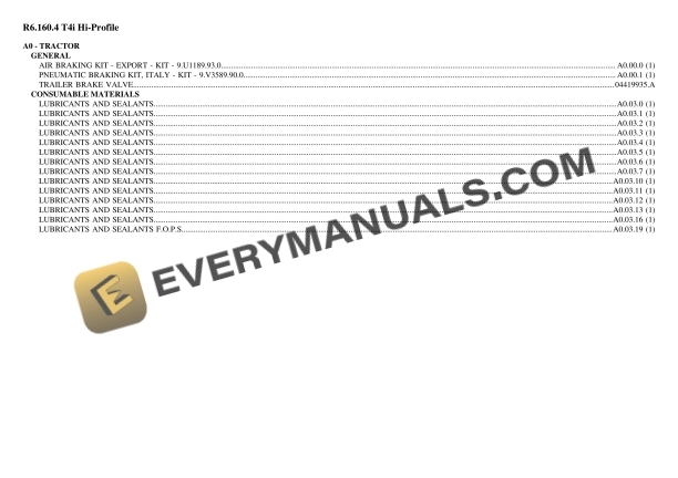 Lamborghini R6.160.4 T4i Hi-Profile Tractor Parts Catalog PDF