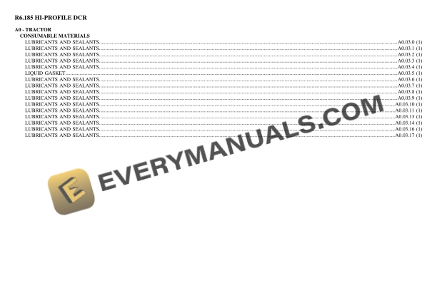 Lamborghini R6.185 HI-PROFILE DCR Tractor Parts Catalog PDF