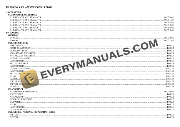 lamborghini r6210 t4i vrt wsxv850200ll50010 tractor parts catalog pdf 1