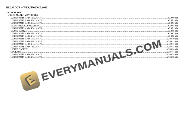 Lamborghini R8.230 DCR (WSXJ390200LL10001) Tractor Parts Catalog PDF 3 Lamborghini R8.230 DCR (WSXJ390200LL10001) Tractor Parts Catalog PDF