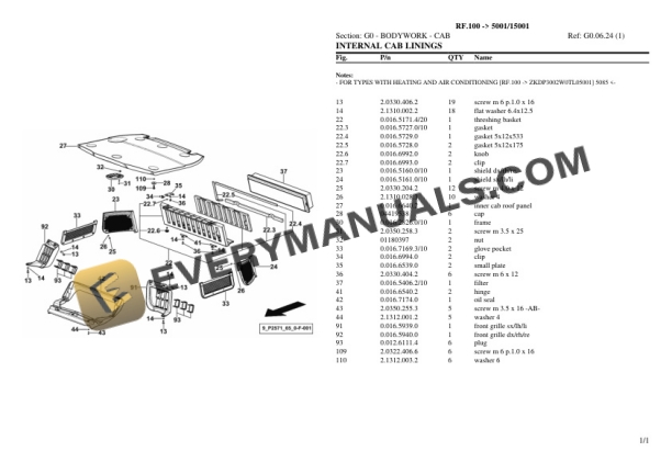 Lamborghini RF.100 (5001 15001) Tractor Parts Catalog PDF 5 Lamborghini RF.100 (5001 15001) Tractor Parts Catalog PDF - Image 3