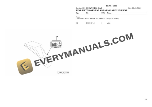 Lamborghini RF.70 (3001) Tractor Parts Catalog PDF 5 Lamborghini RF.70 (3001) Tractor Parts Catalog PDF - Image 3