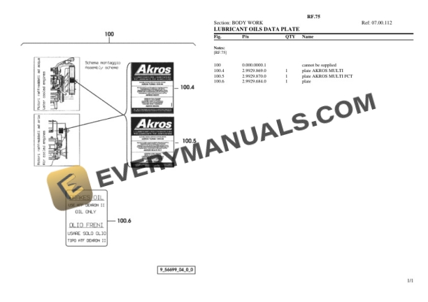 Lamborghini RF.75 Tractor Parts Catalog PDF 6 Lamborghini RF.75 Tractor Parts Catalog PDF-4