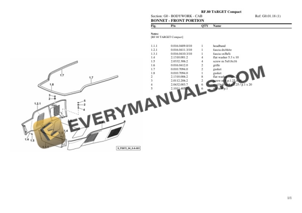 Lamborghini RF.80 TARGET Compact Tractor Parts Catalog PDF 5 Lamborghini RF.80 TARGET Compact Tractor Parts Catalog PDF - Image 3