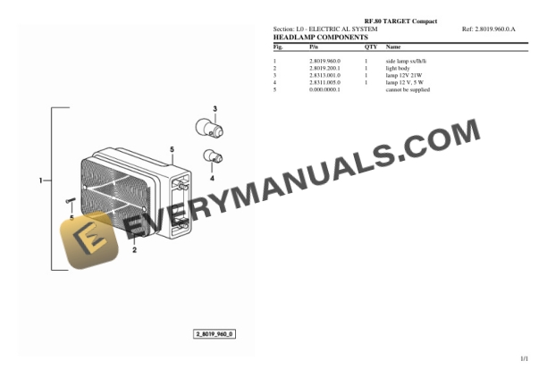 Lamborghini RF.80 TARGET Compact Tractor Parts Catalog PDF 7 Lamborghini RF.80 TARGET Compact Tractor Parts Catalog PDF - Image 5
