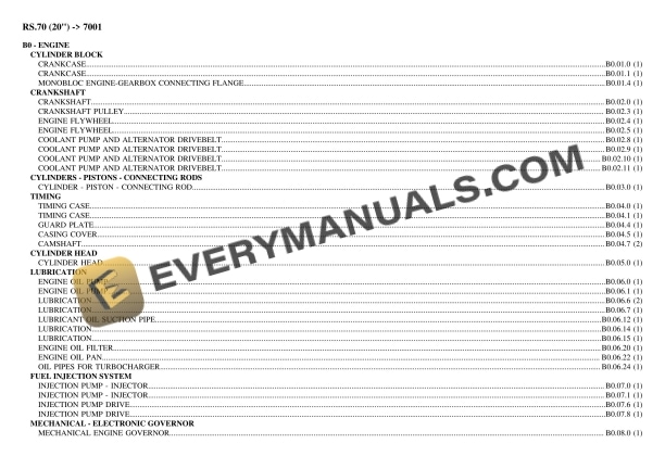 Lamborghini RS.70 (20'') (7001) Tractor Parts Catalog PDF
