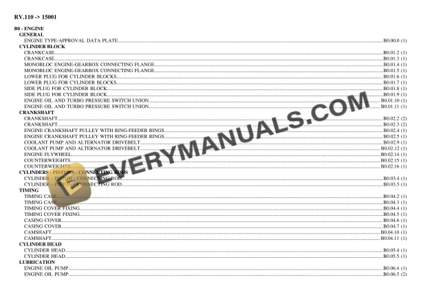 Lamborghini RV.110 (15001) Tractor Parts Catalog PDF