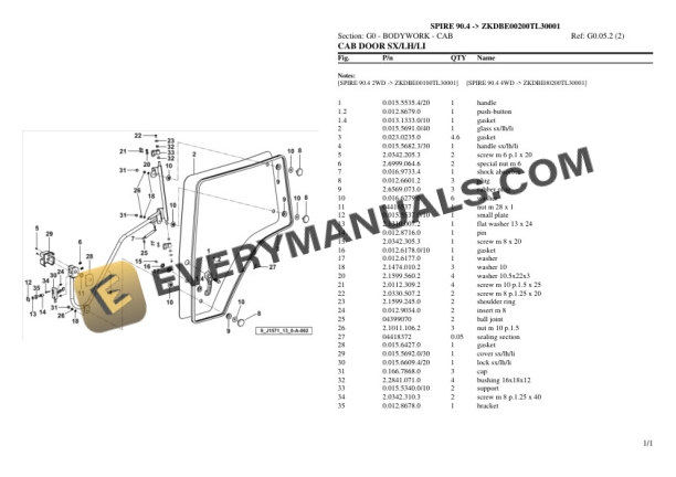 Lamborghini SPIRE 90.4 (ZKDBE00200TL30001) Tractor Parts Catalog PDF 5 Lamborghini SPIRE 90.4 (ZKDBE00200TL30001) Tractor Parts Catalog PDF - Image 3