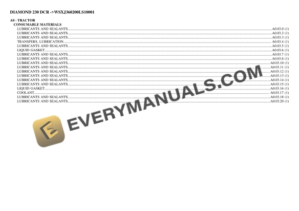 Same DIAMOND 230 DCR (WSXJ360200LS10001) Tractor Parts Catalog PDF 1 same diamond 230 dcr wsxj360200ls10001 tractor parts catalog pdf 1