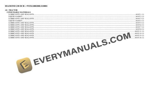 Same DIAMOND 230 DCR (WSXL880200LS10001) Tractor Parts Catalog PDF 2 same diamond 230 dcr wsxl880200ls10001 tractor parts catalog pdf 1