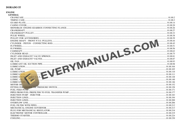 Same DORADO 55 Tractor Parts Catalog PDF