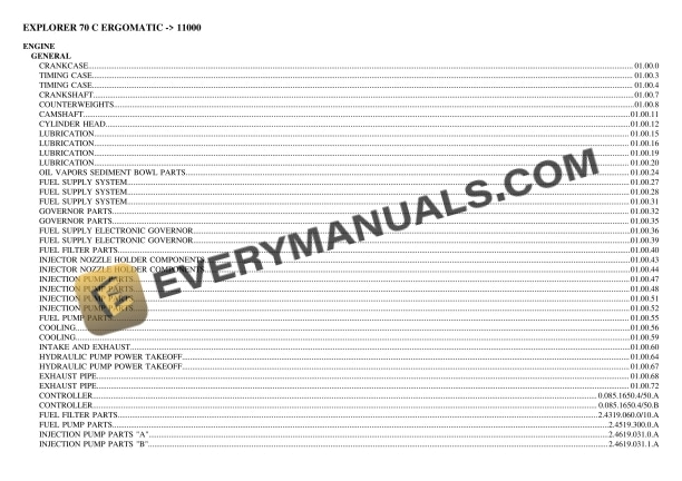 Same EXPLORER 70 C ERGOMATIC (11000) Tractor Parts Catalog PDF