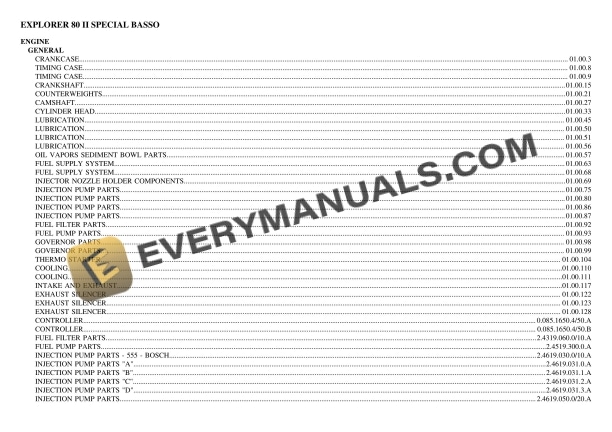 Same EXPLORER 80 II SPECIAL BASSO Tractor Parts Catalog PDF