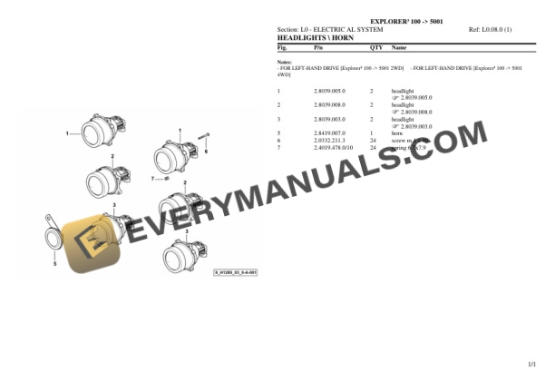Same EXPLORER III 100 (5001) Tractor Parts Catalog PDF 7 Same EXPLORER III 100 (5001) Tractor Parts Catalog PDF - Image 5
