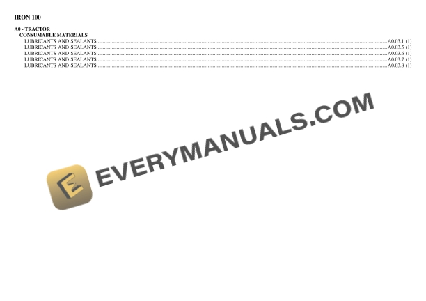 Same IRON 100 Tractor Parts Catalog PDF