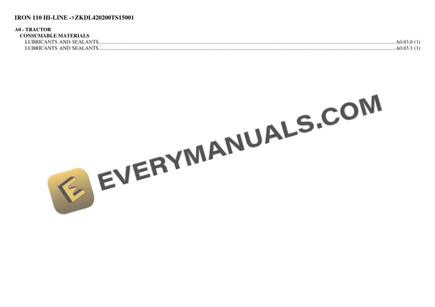 Same IRON 110 HI-LINE (ZKDL420200TS15001) Tractor Parts Catalog PDF