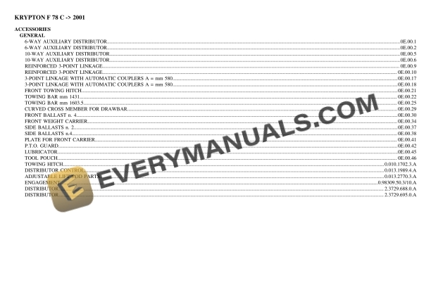 Same KRYPTON F 78 C (2001) Tractor Parts Catalog PDF