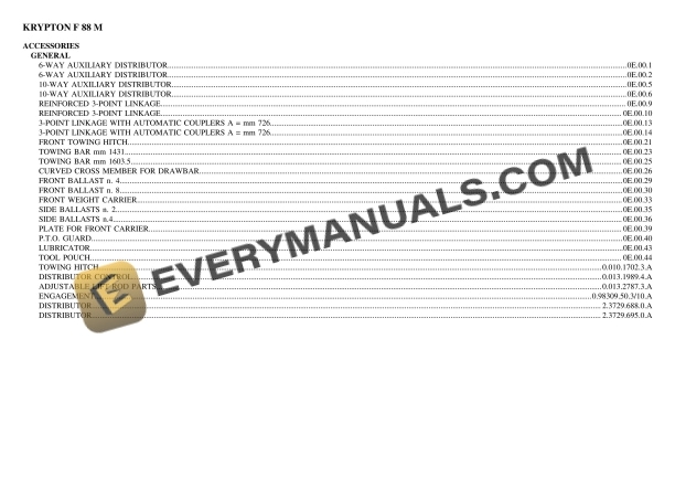 Same KRYPTON F 88 M Tractor Parts Catalog PDF