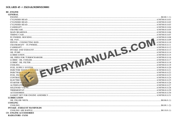 Same OLARIS 45 (ZKDAK30200MS30001) Tractor Parts Catalog PDF