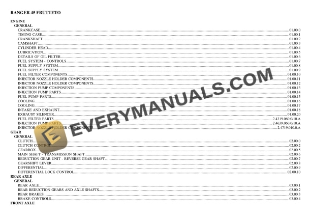 same ranger 45 frutteto tractor parts catalog pdf 1