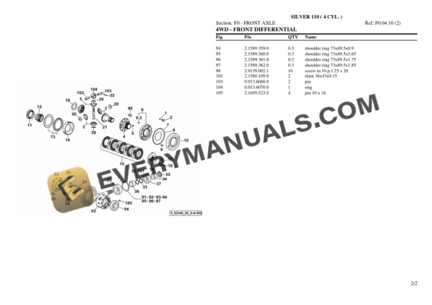 Same SILVER 110 ( 4 CYL. ) Tractor Parts Catalog PDF 4 Same SILVER 110 ( 4 CYL. ) Tractor Parts Catalog PDF - Image 2