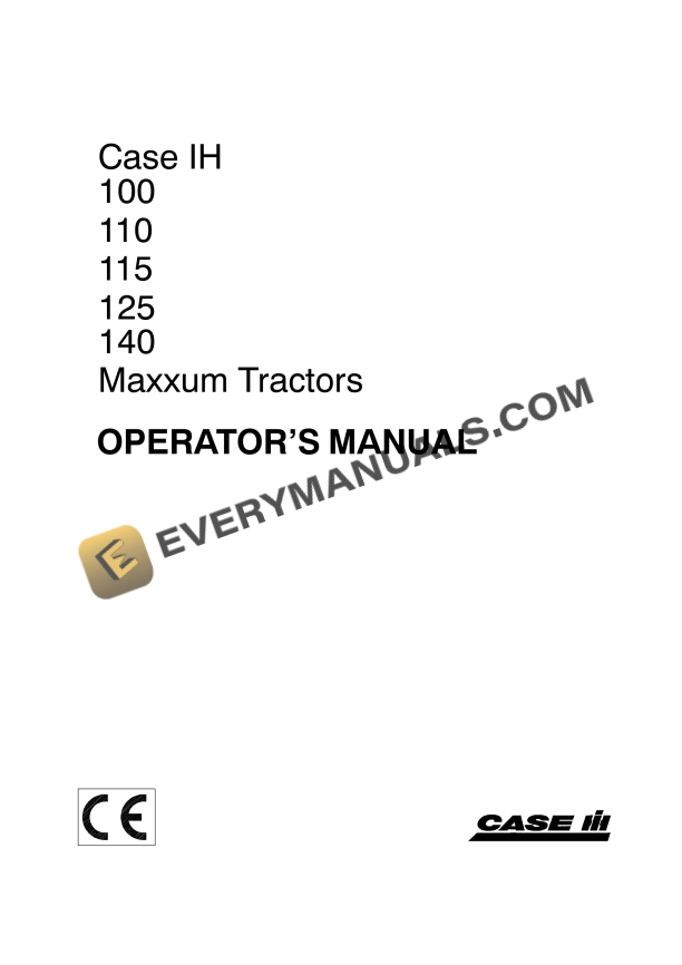 Case 100, 110, 115, 125, 140 MaxxumTractor Operator Manual 87672064 PDF