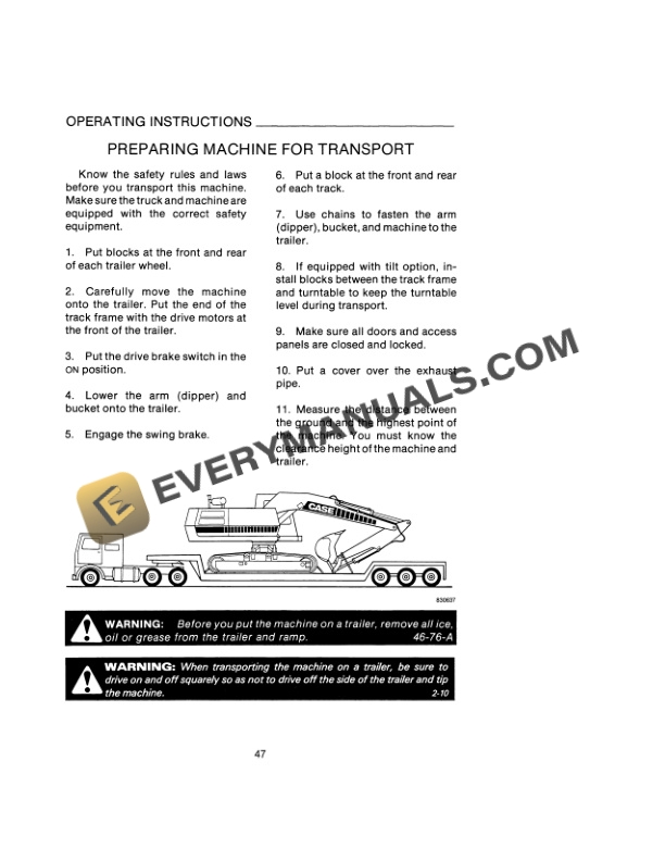 Case 1080B Excavator Operator Manual 9-11030-3