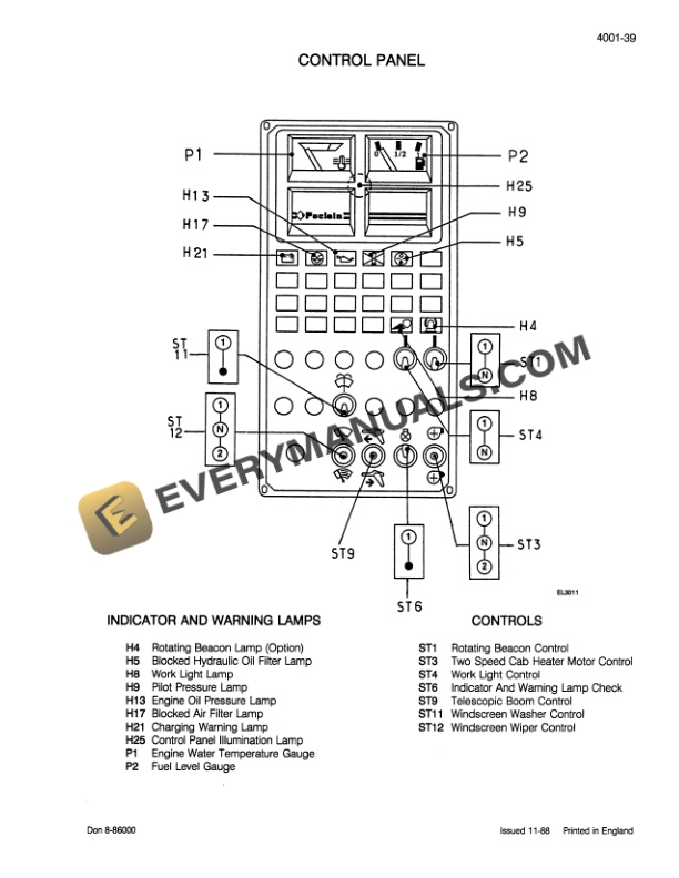 Case 1088 Crawler Excavator Service Manual 8-86401-3