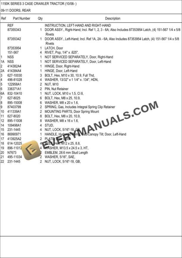 Case 1150K Series 3 Crawler Dozer Parts Catalog-5