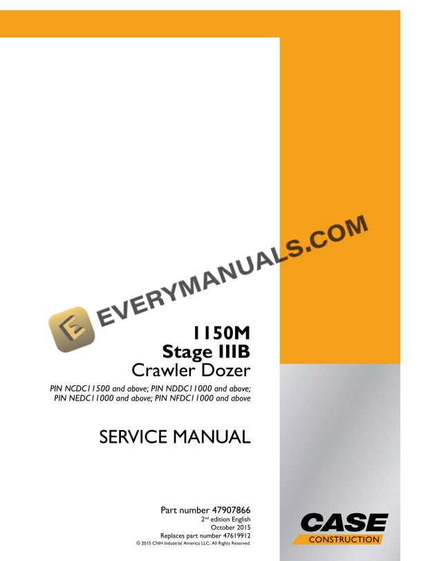 Case 1150M Stage IIIB Crawler Dozer Service Manual 47907866 PDF