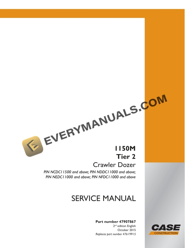 Case 1150M Tier 2 Crawler Dozer Service Manual 47907867 PDF