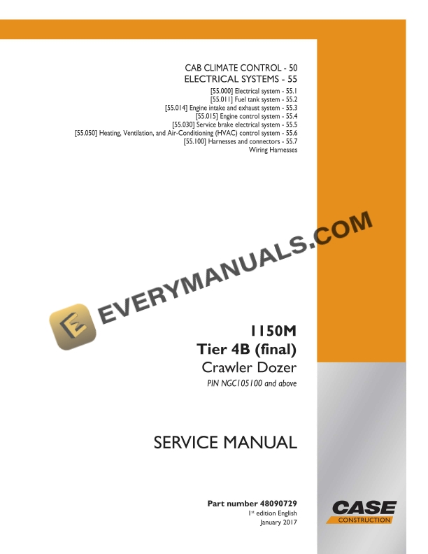 Case 1150M Tier 4B (Final) Crawler Dozer Service Manual 48090729 PDF