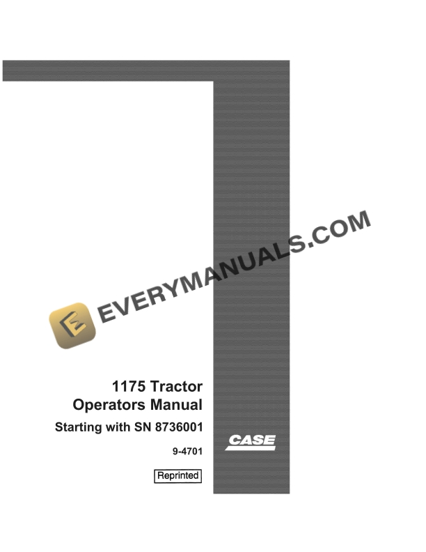 Case 1175 Tractor Operator Manual 9-4701. PDF