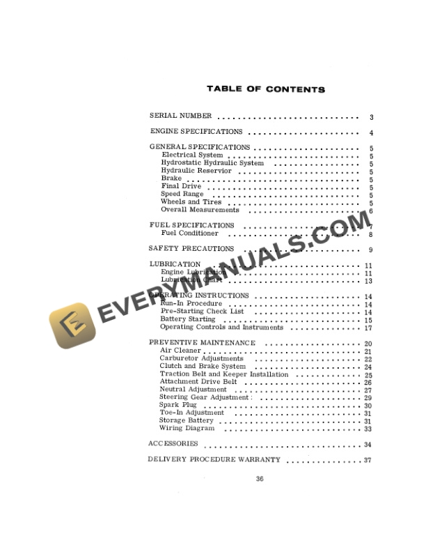 Case 118 Tractor Operator Manual 9-4371.-5