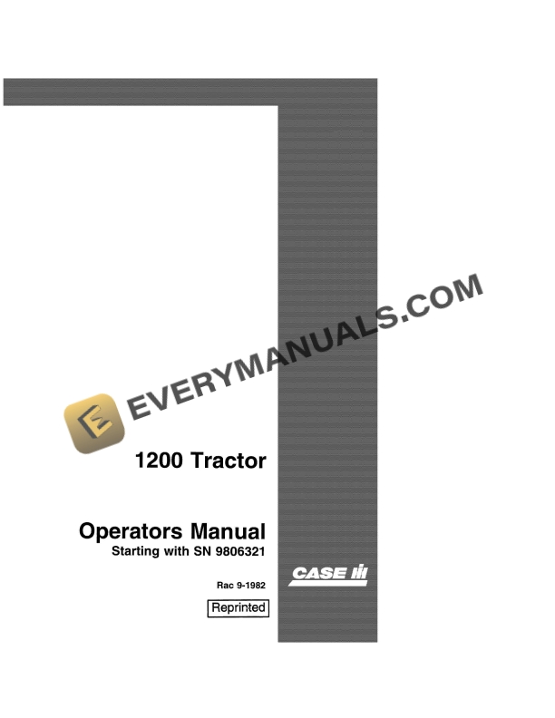 Case 1200 Tractor Operator Manual 9-1982. PDF