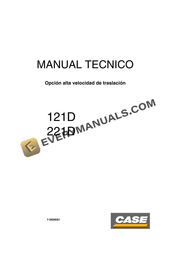 Case 121D, 221D Tractor Technical Manual 7-29260S1 ES PDF