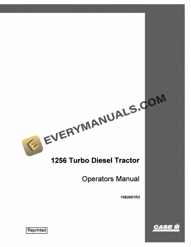Case 1256 Turbo Diesel Tractor Operator Manual 1082651R2 PDF